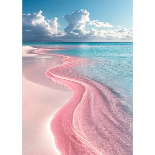 DAERLE Diamond Painting Set Erwachsene, Rosa Sandstrand, 5D DIY Diamant Painting Bilder, Wanddekoration für Wohnzimmer Schlafzimmer, Geschenkidee für Frauen Anfänger 30x40cm, Verträumte Szene von DAERLE