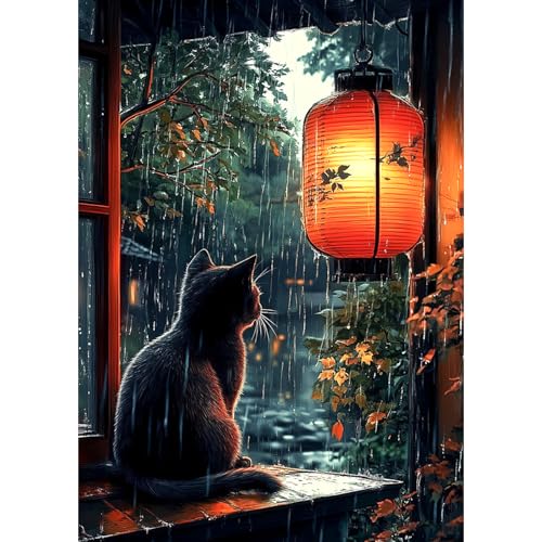 DAERLE Diamond Painting Set Erwachsene, Schwarze Katze, 5D DIY Diamant Painting Bilder, Wanddekoration für Wohnzimmer Schlafzimmer, Geschenkidee für Frauen Anfänger 30x40cm, Regennacht Laterne DAERLE Diamond Painting Set Erwachsene, Schwarze Katze, 5D DIY Diamant Painting Bilder, Wanddekoration für Wohnzimmer Schlafzimmer, Geschenkidee für Frauen Anfänger 30x40cm, Regennacht Laterne von DAERLE