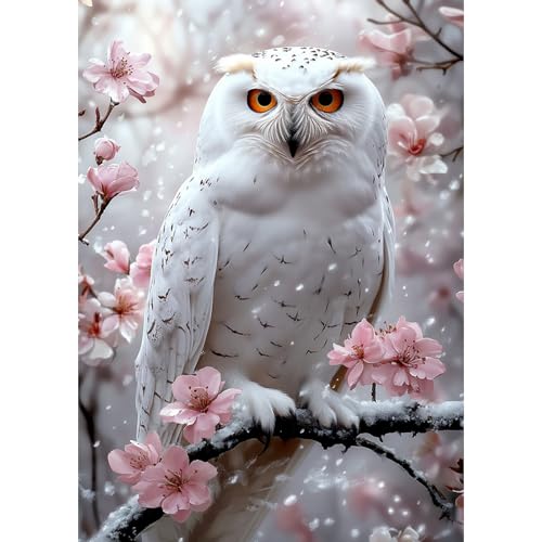 DAERLE Diamond Painting Set Erwachsene, Weiße Eule, 5D DIY Diamant Painting Bilder, Wanddekoration für Wohnzimmer Schlafzimmer, Geschenkidee für Frauen Anfänger 30x40cm, Rosa Kirschblüten DAERLE Diamond Painting Set Erwachsene, Weiße Eule, 5D DIY Diamant Painting Bilder, Wanddekoration für Wohnzimmer Schlafzimmer, Geschenkidee für Frauen Anfänger 30x40cm, Rosa Kirschblüten von DAERLE