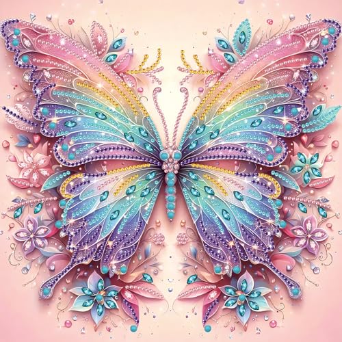 DAERLE Diamond Painting Speziell Geformtes, Diamond Painting Erwachsene, Diamant Painting Bilder Schmetterling Muster, DIY 5D Diamond Painting Set für Wand Dekor 30x30cm DAERLE Diamond Painting Speziell Geformtes, Diamond Painting Erwachsene, Diamant Painting Bilder Schmetterling Muster, DIY 5D Diamond Painting Set für Wand Dekor 30x30cm von DAERLE