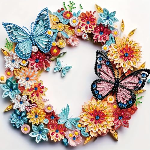 DAERLE Diamond Painting Speziell Geformtes, Diamond Painting Erwachsene, Diamant Painting Bilder Schmetterlingskranz, DIY 5D Diamond Painting Set für Wand Dekor 30x30cm DAERLE Diamond Painting Speziell Geformtes, Diamond Painting Erwachsene, Diamant Painting Bilder Schmetterlingskranz, DIY 5D Diamond Painting Set für Wand Dekor 30x30cm von DAERLE