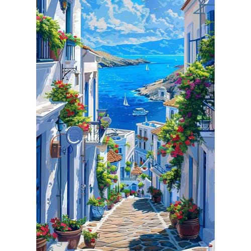 DAERLE Diamond Painting Straße mit Blumen, Diamant Painting Bilder Blaue Straße, DIY Diamant Vollbild Landschaft, Malen Nach Zahlen Erwachsene, 5D Diamant Painting für Wand Dekoration 30x40cm DAERLE Diamond Painting Straße mit Blumen, Diamant Painting Bilder Blaue Straße, DIY Diamant Vollbild Landschaft, Malen Nach Zahlen Erwachsene, 5D Diamant Painting für Wand Dekoration 30x40cm von DAERLE