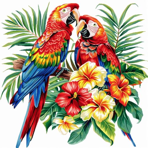 DAERLE Diamond Painting Tropischer Papagei, Diamant Painting Bilder Ara mit Blumen, DIY Diamant Vollbild, Malen Nach Zahlen Erwachsene, 5D Diamant Painting für Wand Dekoration 30x30cm DAERLE Diamond Painting Tropischer Papagei, Diamant Painting Bilder Ara mit Blumen, DIY Diamant Vollbild, Malen Nach Zahlen Erwachsene, 5D Diamant Painting für Wand Dekoration 30x30cm von DAERLE
