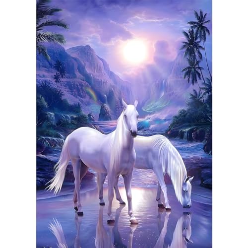 DAERLE Diamond Painting Weißes Pferd, Diamant Painting Bilder Fantasie-Pferde, DIY Diamant Vollbild, Malen Nach Zahlen Erwachsene, 5D Diamant Painting für Wand Dekoration 30x40cm DAERLE Diamond Painting Weißes Pferd, Diamant Painting Bilder Fantasie-Pferde, DIY Diamant Vollbild, Malen Nach Zahlen Erwachsene, 5D Diamant Painting für Wand Dekoration 30x40cm von DAERLE
