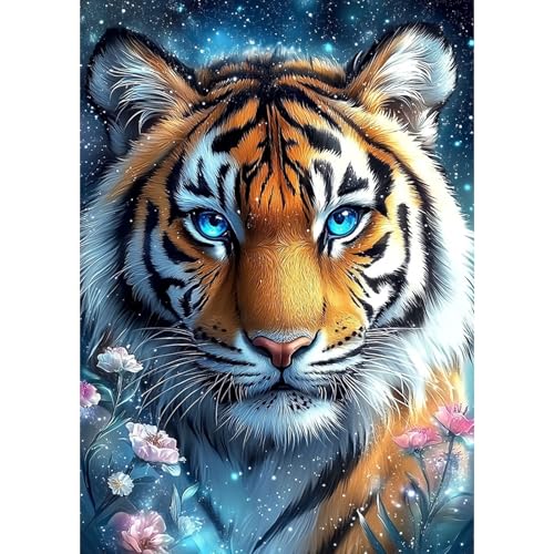 DAERLE Leuchtender Tiger Diamant Painting Bilder für Erwachsene Anfänger, 5D Blumen Tiger Diamond Painting Set, DIY Strass Bilder Diamant Kunst Kits, Diamant Painting für Zuhause Dekor 30x40 cm DAERLE Leuchtender Tiger Diamant Painting Bilder für Erwachsene Anfänger, 5D Blumen Tiger Diamond Painting Set, DIY Strass Bilder Diamant Kunst Kits, Diamant Painting für Zuhause Dekor 30x40 cm von DAERLE