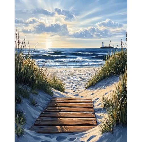 DAERLE Malen Nach Zahlen Erwachsene, Holzweg, DIY Handgemalt Ölgemälde Kit für Anfänger und Erwachsene, Mit Acrylfarbe Leinwand und 3 Pinsel Kit 40x50cm, Ohne Rahmen, Strand Landschaft DAERLE Malen Nach Zahlen Erwachsene, Holzweg, DIY Handgemalt Ölgemälde Kit für Anfänger und Erwachsene, Mit Acrylfarbe Leinwand und 3 Pinsel Kit 40x50cm, Ohne Rahmen, Strand Landschaft von DAERLE