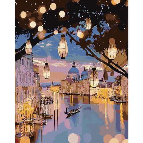 DAERLE Malen Nach Zahlen Erwachsene Nacht Landschaft, DIY Ölgemälde Kit für Anfänger, Schöne Szenerie Malen Nach Zahlen für Wohnzimmer Schlafzimmer Büro Wand Dekoration 40x50cm Ohne Rahmen DAERLE Malen Nach Zahlen Erwachsene Nacht Landschaft, DIY Ölgemälde Kit für Anfänger, Schöne Szenerie Malen Nach Zahlen für Wohnzimmer Schlafzimmer Büro Wand Dekoration 40x50cm Ohne Rahmen von DAERLE
