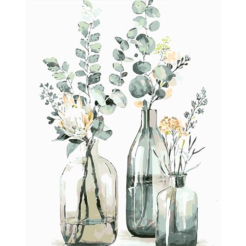 DAERLE Malen Nach Zahlen Erwachsene Vase Pflanze, DIY Ölgemälde Kit für Anfänger und Erwachsene, Aquarell Blumen Malen Nach Zahlen für Wohnzimmer Schlafzimmer Büro Wand Dekoration 30x40cm Ohne Rahmen DAERLE Malen Nach Zahlen Erwachsene Vase Pflanze, DIY Ölgemälde Kit für Anfänger und Erwachsene, Aquarell Blumen Malen Nach Zahlen für Wohnzimmer Schlafzimmer Büro Wand Dekoration 30x40cm Ohne Rahmen von DAERLE