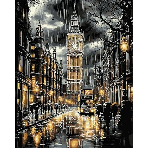 DAERLE Malen nach Zahlen Erwachsene, Nachtszene einer verregneten Straße, Malen nach Zahlen, DIY Handgemalt Ölgemälde Kit Paint by Numbers Adult Mit 3 Pinseln und Acrylfarbe Kit 40x50cm (Ohne Rahmen) DAERLE Malen nach Zahlen Erwachsene, Nachtszene einer verregneten Straße, Malen nach Zahlen, DIY Handgemalt Ölgemälde Kit Paint by Numbers Adult Mit 3 Pinseln und Acrylfarbe Kit 40x50cm (Ohne Rahmen) von DAERLE