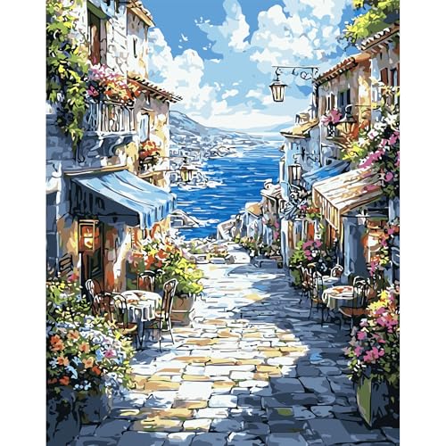 DAERLE Malen nach Zahlen Erwachsene, Straße mit Blumen, Malen nach Zahlen Romantische Gasse, DIY Handgemalt Ölgemälde Kit Paint by Numbers Adult Mit 3 Pinseln und Acrylfarbe Kit 30x40cm (Ohne Rahmen) DAERLE Malen nach Zahlen Erwachsene, Straße mit Blumen, Malen nach Zahlen Romantische Gasse, DIY Handgemalt Ölgemälde Kit Paint by Numbers Adult Mit 3 Pinseln und Acrylfarbe Kit 30x40cm (Ohne Rahmen) von DAERLE
