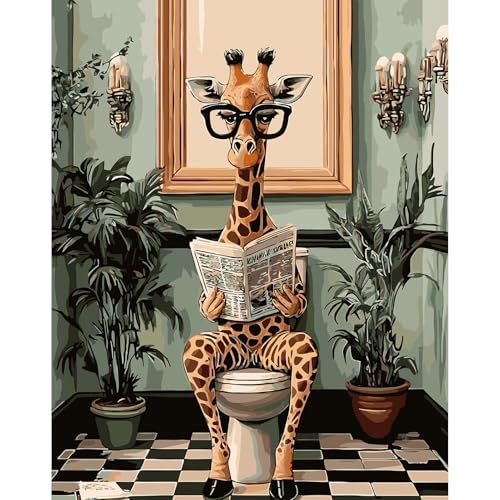 DAERLE Malen nach Zahlen Erwachsene, Süße Giraffe, Malen nach Zahlen Giraffe liest Zeitung, DIY Handgemalt Ölgemälde Kit Paint by Numbers Adult Mit 3 Pinseln und Acrylfarbe Kit 30x40cm (Ohne Rahmen) DAERLE Malen nach Zahlen Erwachsene, Süße Giraffe, Malen nach Zahlen Giraffe liest Zeitung, DIY Handgemalt Ölgemälde Kit Paint by Numbers Adult Mit 3 Pinseln und Acrylfarbe Kit 30x40cm (Ohne Rahmen) von DAERLE