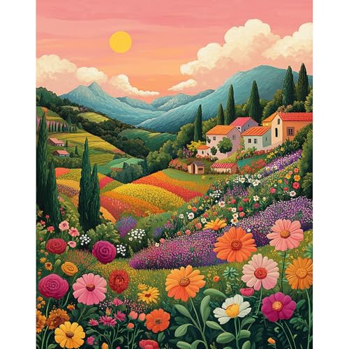 DAERLE Malen nach Zahlen für Erwachsene Ohne Rahmen, Farbenfrohe Berge, Einfaches DIY Paint by Numbers Farbenfrohe Serie, Acrylfarben Handgemalt Ölgemälde Leinwand für Home Decor 30x40cm, landschaft von DAERLE