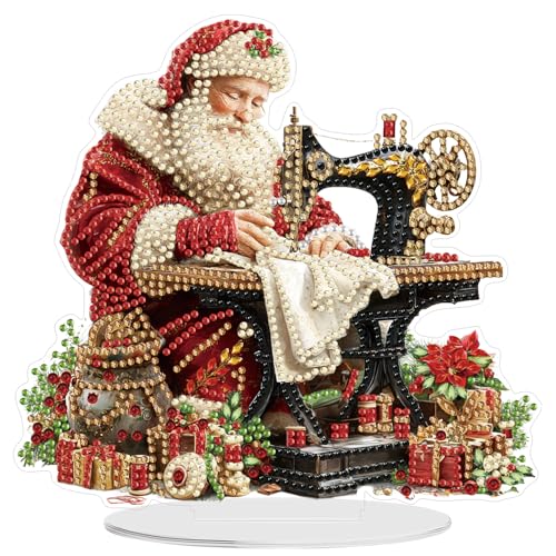 Diamond Painting Aufsteller, Weihnachtsmann mit Nähmaschine, Diamant Malerei Tischdeko Kunst Set für AnfäNger, Weihnachtsmanns häusliches Weihnachtsfest, Diamant Painting Wohnzimmer Tischdekoration Diamond Painting Aufsteller, Weihnachtsmann mit Nähmaschine, Diamant Malerei Tischdeko Kunst Set für AnfäNger, Weihnachtsmanns häusliches Weihnachtsfest, Diamant Painting Wohnzimmer Tischdekoration von DAERLE