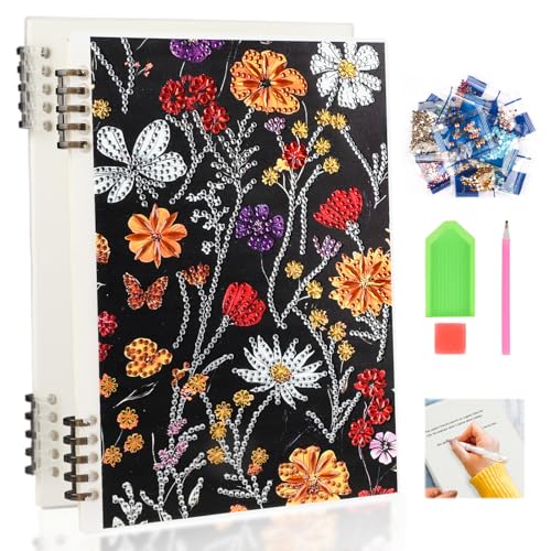 Diamond Painting Notebook, Bunte Blumen und Schmetterlinge, Diamant Painting Notizbuch, Diamant Journal Buch für Frauen, Hardback Lined Journal Notizbuch Notizblock für Schreibarbeiten, 120 Seiten Diamond Painting Notebook, Bunte Blumen und Schmetterlinge, Diamant Painting Notizbuch, Diamant Journal Buch für Frauen, Hardback Lined Journal Notizbuch Notizblock für Schreibarbeiten, 120 Seiten von DAERLE