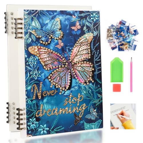 Diamond Painting Notebook, Schöne Schmetterlinge, Diamant Painting Notizbuch Inspirierend, Diamant Journal Buch für Frauen, Hardback Lined Journal Notizbuch Notizblock für Schreibarbeiten, 120 Seiten von DAERLE