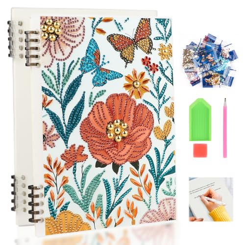 Diamond Painting Notebook, Tal der Blumen, Diamant Painting Notizbuch Schöne Schmetterlinge, Diamant Journal Buch für Frauen, Hardback Lined Journal Notizbuch Notizblock für Schreibarbeiten 120 Seiten von DAERLE