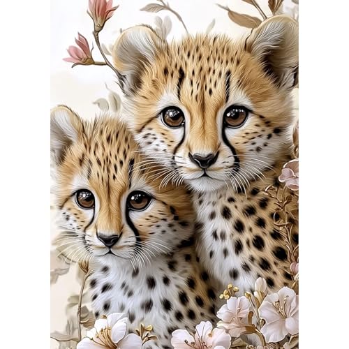Diamond Painting Set Erwachsene, Leopardenjunge mit Blumen, 5D DIY Diamant Painting Bilder, Wanddekoration für Wohnzimmer Schlafzimmer, Geschenkidee für Frauen Anfänger 30x40cm, Niedlicher Leopard Diamond Painting Set Erwachsene, Leopardenjunge mit Blumen, 5D DIY Diamant Painting Bilder, Wanddekoration für Wohnzimmer Schlafzimmer, Geschenkidee für Frauen Anfänger 30x40cm, Niedlicher Leopard von DAERLE