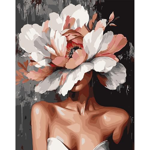 Malen nach Zahlen Erwachsene, Frau mit Blumen, Malen nach Zahlen Weiße, rosa und rote Blumen, DIY Handgemalt Ölgemälde Kit Paint by Numbers Adult Mit 3 Pinseln und Acrylfarbe Kit 40x50cm (Ohne Rahmen) Malen nach Zahlen Erwachsene, Frau mit Blumen, Malen nach Zahlen Weiße, rosa und rote Blumen, DIY Handgemalt Ölgemälde Kit Paint by Numbers Adult Mit 3 Pinseln und Acrylfarbe Kit 40x50cm (Ohne Rahmen) von DAERLE
