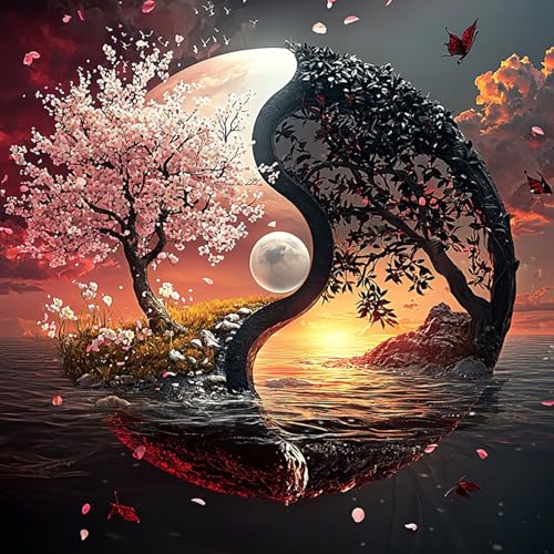 Natur Yin und Yang Diamant Painting Bilder für Erwachsene Anfänger, Spiritueller Baum des Lebens Diamond Painting Set, DIY Strass Bilder Diamant Kunst Kits, Diamant Painting für Zuhause Dekor 30x30 cm Natur Yin und Yang Diamant Painting Bilder für Erwachsene Anfänger, Spiritueller Baum des Lebens Diamond Painting Set, DIY Strass Bilder Diamant Kunst Kits, Diamant Painting für Zuhause Dekor 30x30 cm von DAERLE