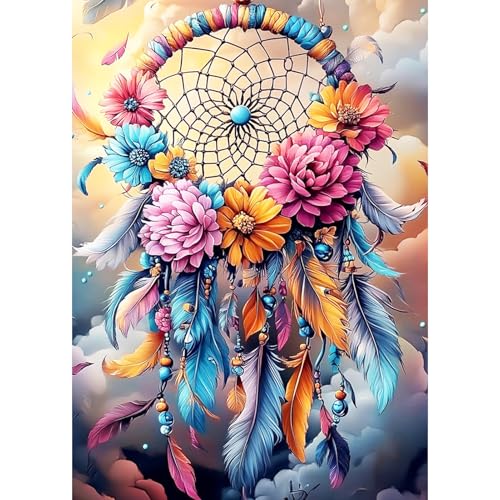 Traumfänger mit Blumen Diamant Painting Bilder für Erwachsene Anfänger, 5D Bunter Traumfänger Diamond Painting Set, DIY Strass Bilder Diamant Kunst Kits, Diamant Painting für Zuhause Dekor 30x40 cm Traumfänger mit Blumen Diamant Painting Bilder für Erwachsene Anfänger, 5D Bunter Traumfänger Diamond Painting Set, DIY Strass Bilder Diamant Kunst Kits, Diamant Painting für Zuhause Dekor 30x40 cm von DAERLE