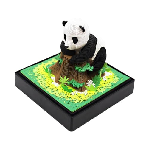 DAGESVGI Block 3D Notizblock 2024 Kalender Mit Licht 3D Riesen Panda Papier Schnitzen Notizen Dekoration Kalender Modell Memo Schreibtischunterlage von DAGESVGI
