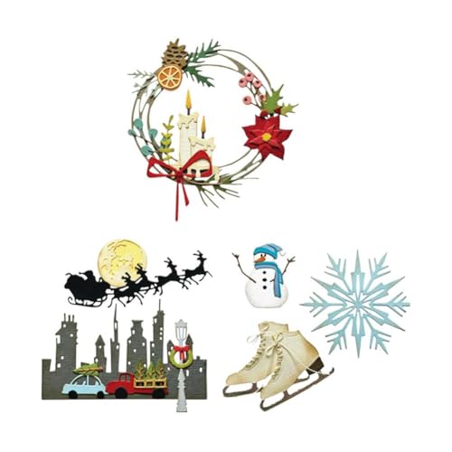 DAGESVGI Weihnachtskranz-Stanzformen für Kartenherstellung, Schneemann, Rentier, Metall, Stanzformen für Scrapbooking, Papierbasteln, Fotoalbum, Dekoration von DAGESVGI
