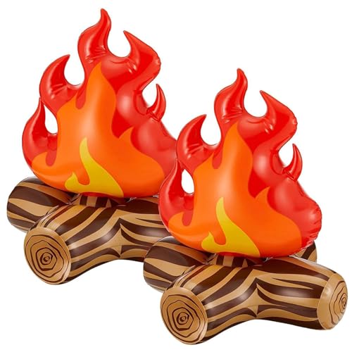 2 Stück aufblasbares Lagerfeuer, realistisches künstliches Lagerfeuer aus PVC, 25, 9 x 29, 9 cm, wiederverwendbares künstliches für im Innenbereich, Camping-Party-Dekorationen von DAGLLGEW