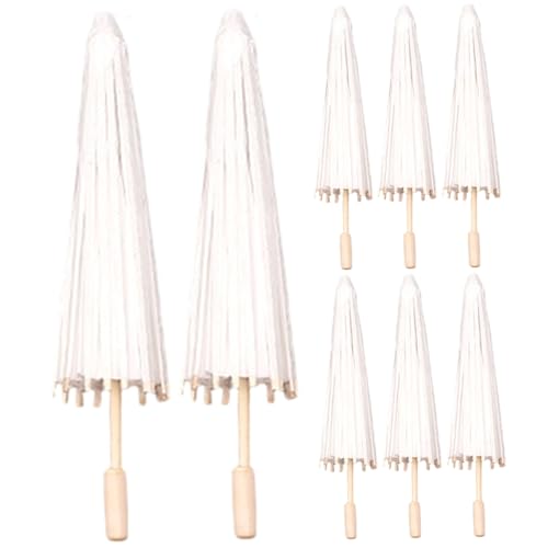 8 Stück Papierschirme, klassischer weißer Papierschirm im chinesischen Stil, 16 Zoll, DIY, kleines Gemälde, dekorativer Ölschirm für Hochzeiten, Basteln, Foto-Requisiten, Kunst-Display, Papierschirm von DAGLLGEW