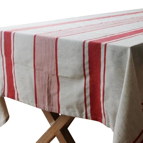 DAGLLGEW Rechteck -Tischdecke 150 * 220 cm Baumwollwäsche rot gestreifte Tischtuch Vintage Französische Leinen Tischdecke wiederverwendbares waschbares Tischabzug für Küchenessen im Freien DAGLLGEW Rechteck -Tischdecke 150 * 220 cm Baumwollwäsche rot gestreifte Tischtuch Vintage Französische Leinen Tischdecke wiederverwendbares waschbares Tischabzug für Küchenessen im Freien von DAGLLGEW