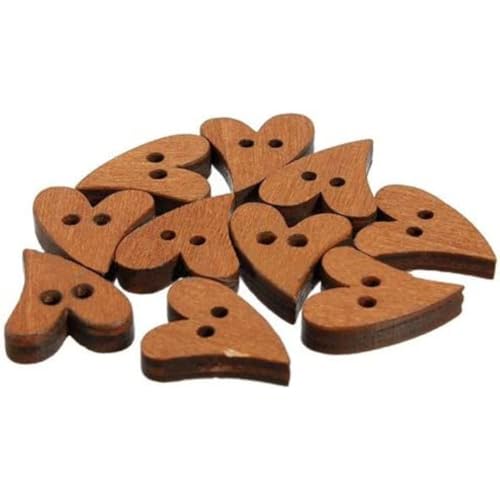 Holzherzen – Holzknöpfe in Herzform – 100 Stück/Set, braunes Holz, zum Nähen, in Herzform, zum Basteln, Scrapbooking, 20 mm, für Kleidungszubehör, 6LJL – Herzförmige Knöpfe Holzherzen – Holzknöpfe in Herzform – 100 Stück/Set, braunes Holz, zum Nähen, in Herzform, zum Basteln, Scrapbooking, 20 mm, für Kleidungszubehör, 6LJL – Herzförmige Knöpfe von DAGLLGEW