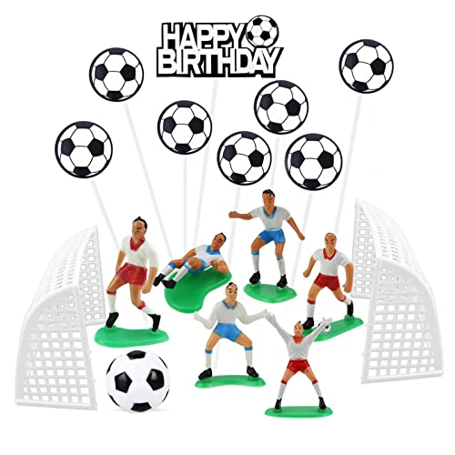 DAGORD 19 Stück Dekorationen Torte Fußball Figuren Geburtstag Fußball Jungen Kuchen Dekoration Dessert Kuchen Fußball Geburtstag Jungen Kuchen Topper Dekoration Kinder von DAGORD