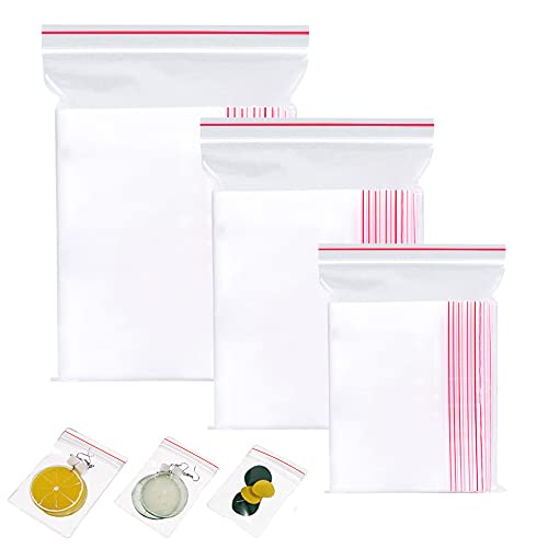 DAGORD 300 Stück Druckverschlussbeutel Set Mini Plastiktüten Kleine Zipper Beutel Kunststoffbeutel Wiederverschließbar Ziplock Taschen mit Verschluss für Küche Süßigkeiten Schmuck - 4x6cm 6x8cm 8x12cm von DAGORD