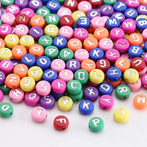 DAHI 1000pcs Buchstabenperlen Rund Buchstaben Perlen zum Auffädeln, Bastelset für Armband Haarband Basteln (color-silver) von DAHI