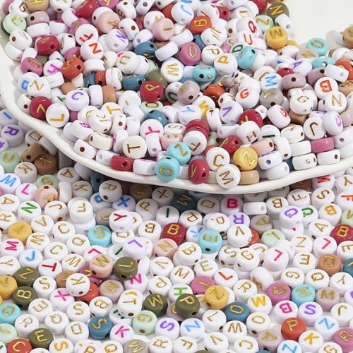 DAHI 1000pcs buchstabenperlen bunt perlen für armbänder bunt Buchstaben A-Z perlen zum auffädeln für Schmuck Basteln (mix) von DAHI