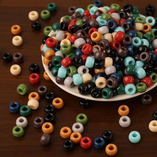 DAHI 1000pcs bunte Pony Perlen Zum Auffädeln Großes Loch 6x8mm Multicolor Pony Perlen für Schmuck,Auffädeln Armbänder Basteln (color-d) von DAHI
