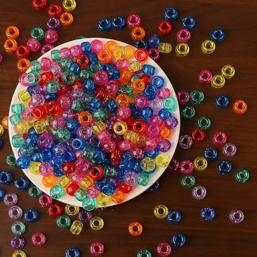 DAHI 1000pcs bunte Pony Perlen Zum Auffädeln Großes Loch 6x8mm Multicolor Pony Perlen für Schmuck,Auffädeln Armbänder Basteln (color-e) von DAHI