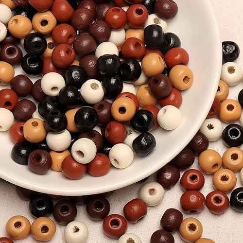 DAHI 1000pcs holzperlen bunt holzkugeln gemischte vintage holz perlen mit loch bastelnperlen für DIY Schmuck Herstellung (bunt 8mm) von DAHI