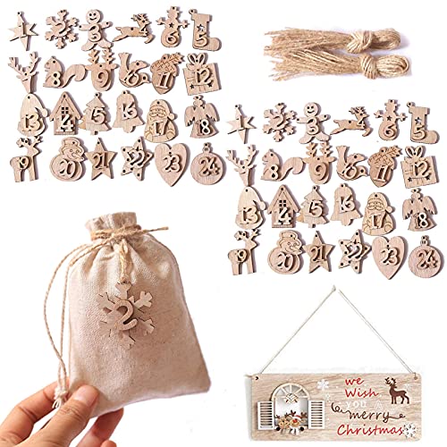 DAHI 2 sests adventskalender zahlen holz nummer 1-24 weihnachtsbasteln (0.1, Kilogramm) von DAHI