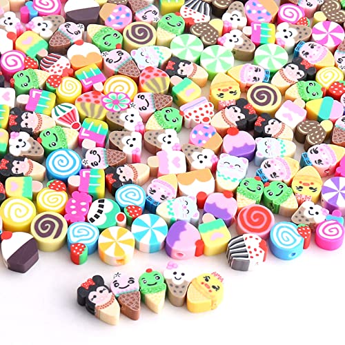 DAHI 200pcs rund Perlen zum Auffädeln Polymer Clay Beads, Eis perlen Weiche Topfperlen Bastelperlen Schmuckperlen Spacer Perlen DIY Schmuck Zubehör für Armbänder Halsketten(eis) von DAHI