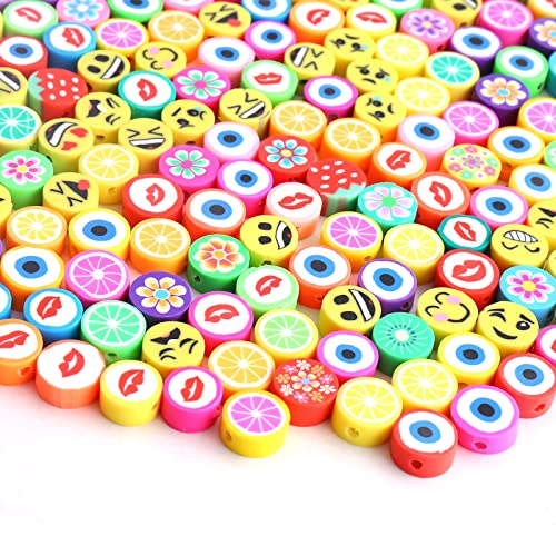 DAHI 200pcs rund Perlen zum Auffädeln Polymer Clay Beads, Weiche Topfperlen blume perlen Polymer Clay Beads DIY Schmuck Zubehör für Armbänder Halsketten（mund） von DAHI