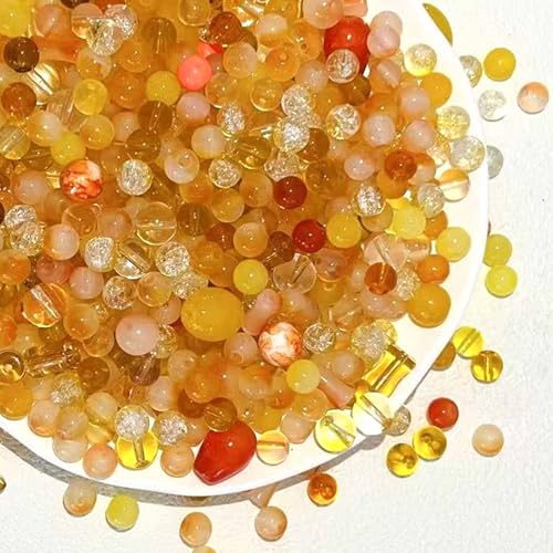DAHI 400g Glasperlen für Armbänder ca.550pcs gemischte Runde Glasperlen Perlen Set für DIY-Armbänder, Halsketten, Ohrringe (orange) von DAHI
