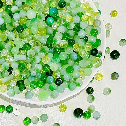 DAHI 400g grün Glasperlen für Armbänder ca.550pcs gemischte Runde Glasperlen Perlen Set für DIY-Armbänder, Halsketten, Ohrringe (grün) von DAHI