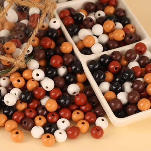 DAHI 400pcs holzperlen bunt holzkugeln gemischte vintage holz perlen mit loch bastelnperlen für DIY Schmuck Herstellung (bunt 12mm) von DAHI