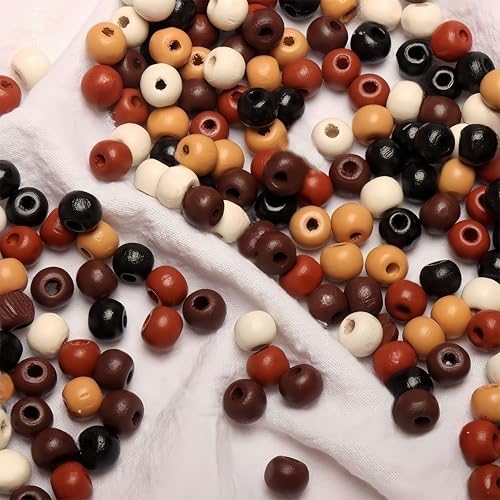 DAHI 500pcs holzperlen bunt holzkugeln gemischte vintage holz perlen mit loch bastelnperlen für DIY Schmuck Herstellung (bunt 10mm) von DAHI
