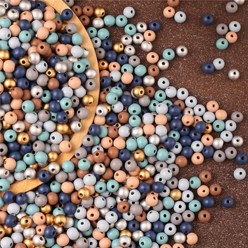 DAHI 500stk bunt holzperlen mit loch 500 Stück holzkugeln holz perlen bastelnperlen für DIY Schmuck Herstellung (bunt-10mm) von DAHI