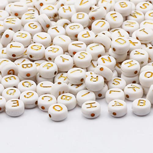 DAHI DAHI buchstabenperlen - gemischte perlen mit Buchstaben A-Z würfelperlen für Schmuck Basteln (gold/rund) von DAHI