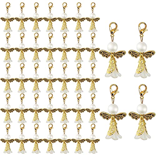 DAHI Gastgeschenke Taufe Hochzeit Schutzengel Schlüsselanhänger Glücksbringer Hufeisen Geschenke Kommunion Party Mitbringsel (B-gold) von DAHI