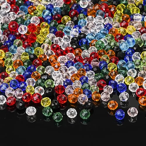 DAHI Glasperlen zum auffädeln 850pcs Kristall Facettierte Glasperlen Glitzerperlen 6mm Glasperlen Kügelchen für Charms Schmuckarbeiten Armbänder Halsketten Perlen Zum Auffädeln von DAHI