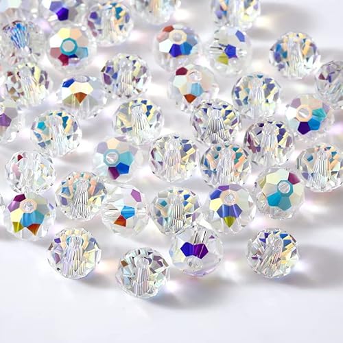 DAHI Glasperlen Kristall Facettierte Glasperlen 2 Stränge Rondelle Kügelchen für Charms Schmuckarbeiten Armbänder Halsketten (8mm/ab) von DAHI