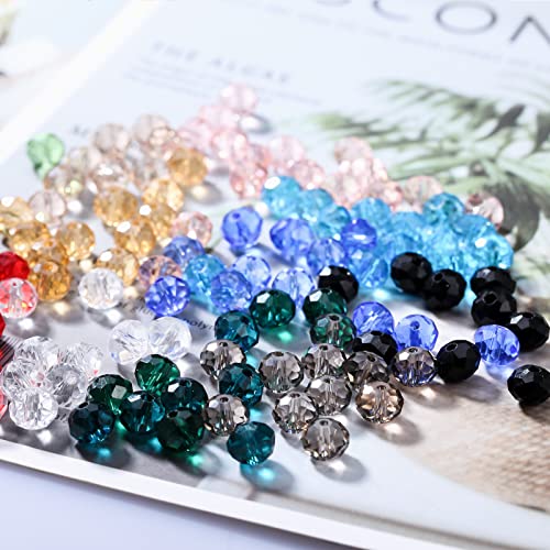 DAHI Glasperlen ca. 600pcs 8mm Kristall Facettierte Glasperlen Rondelle Kügelchen für Charms Schmuckarbeiten Armbänder Halsketten (ca 15farben/8mm) von DAHI